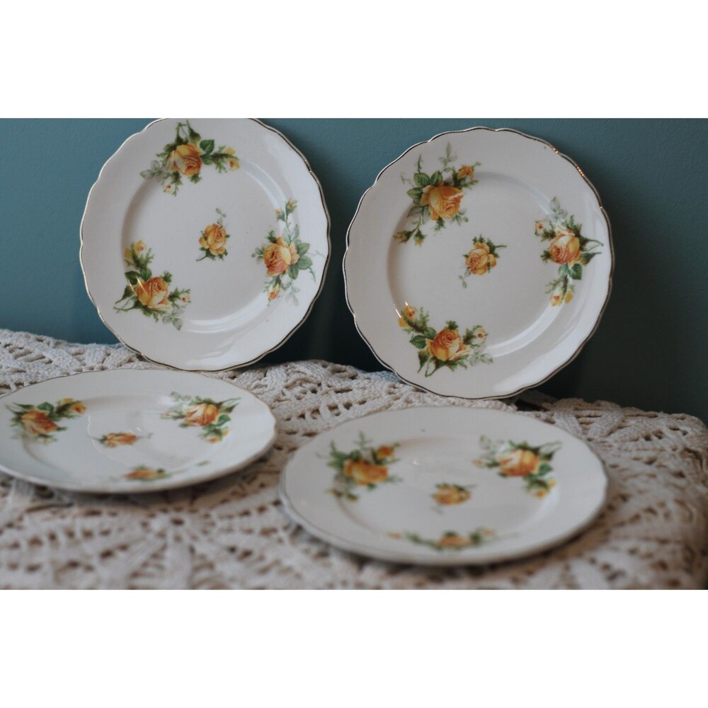 Canonsburg Yellow Rose Bread & Butter Plates " Set of 4